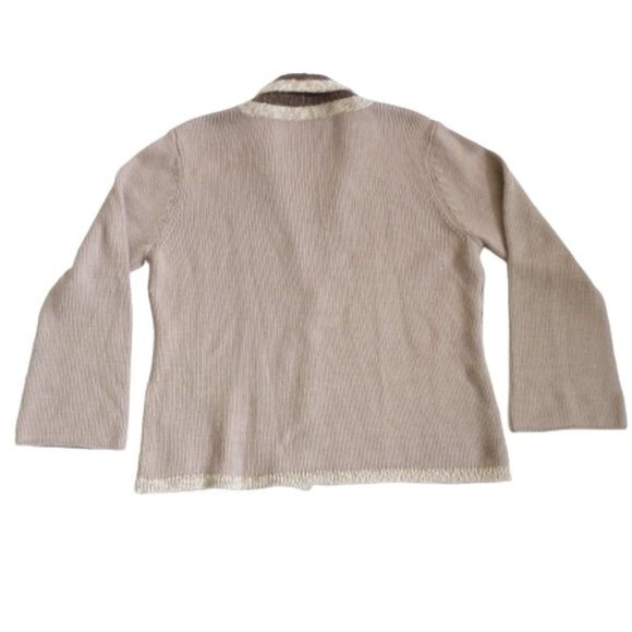 J. Jill Wool Blend Cardigan Sweater Granny Core Cozy Neutral Snap Front Size LP - Picture 7 of 11
